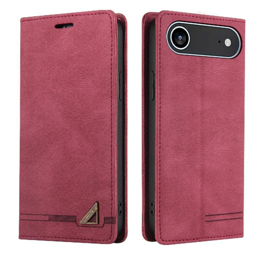 (Red) Case For Iphone 17 Air Premium Leather Premium Leather Two Card Slots Kickstand Red 764563163083