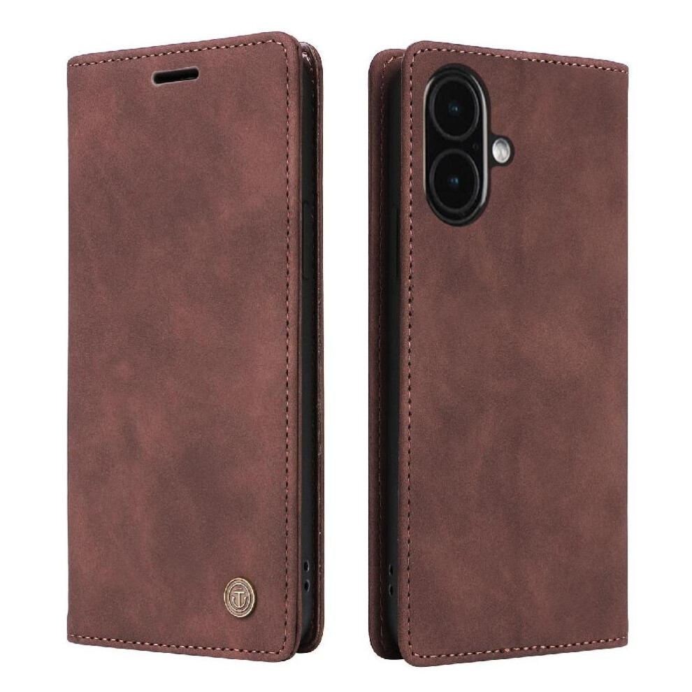 (Brown) Flip Case For Iphone 17 Simple Business Wallet Flip Cover Shockproof Leather Case Brown 764563163304