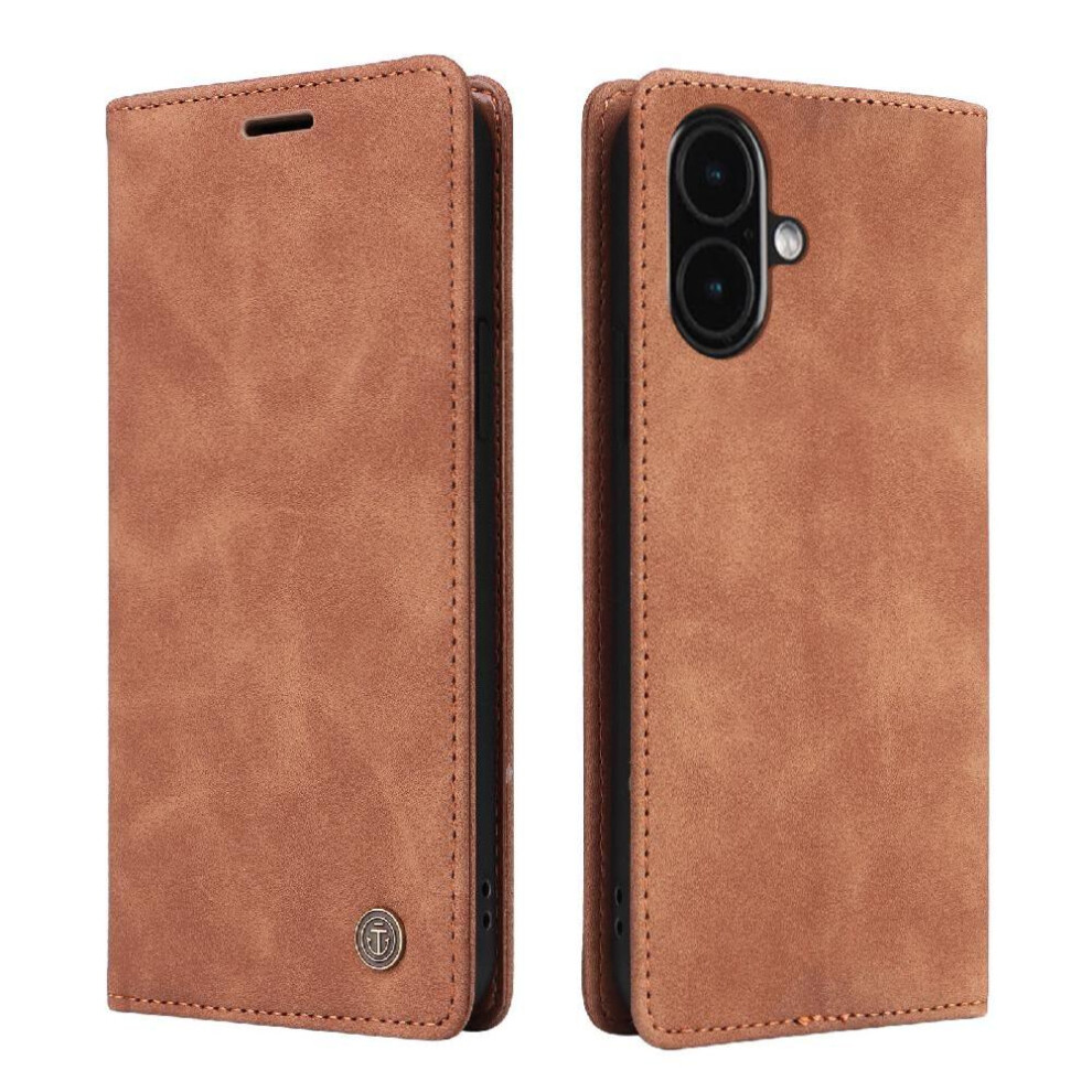 (Orange) Flip Case For Iphone 17 Simple Business Wallet Flip Cover Shockproof Leather Case Orange 764563163311