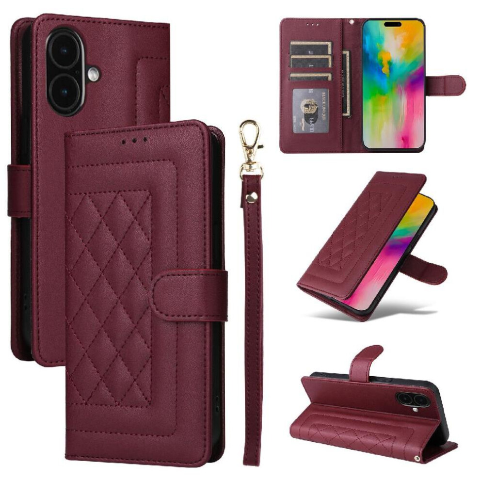 (Red) Flip Case For Iphone 17 Simple Business Leather Case Shockproof Wallet Flip Cover Red 764563163533