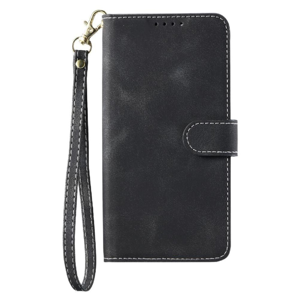 (Black) Flip Case For Samsung Galaxy S25 Edge Wallet Card Slots Kickstand Pu Leather Magnetic Wrist Strap Black 764563164165