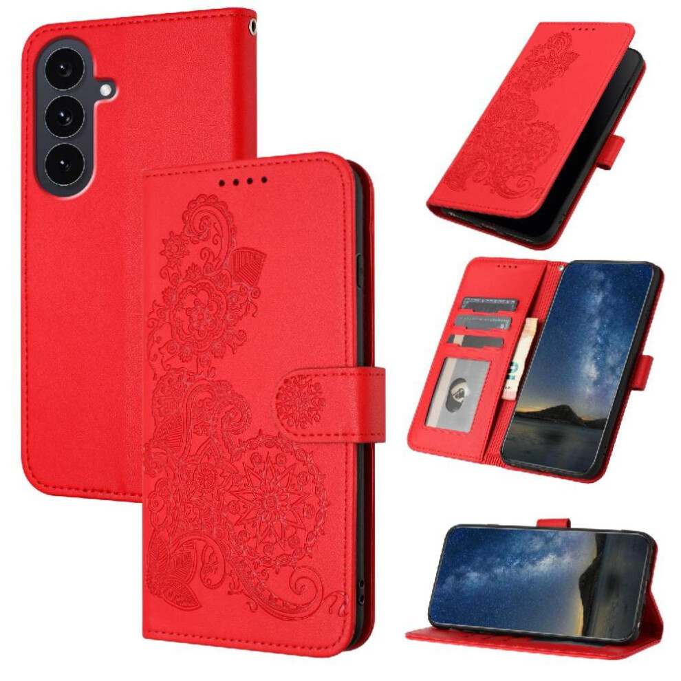 (Red) Flip Case For Samsung Galaxy S25 Fe Flip Folio Book With Card Slot Stand Kickstand Protective Pu Leather Magnetic Closure Red 764563164783