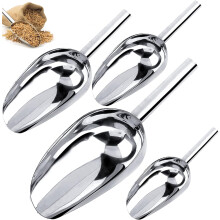 Ice Scoops 4-Pack Stainless Steel Silver For Ice Cubes, Sweets, Cereals, Nuts, Kitchen Bar Buffet Party