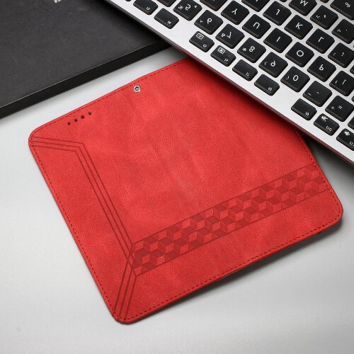 (Red) Compatible with Samsung Galaxy S25 Fe Wallet Card Cover Pu Leather with Handy Stand Feature 2