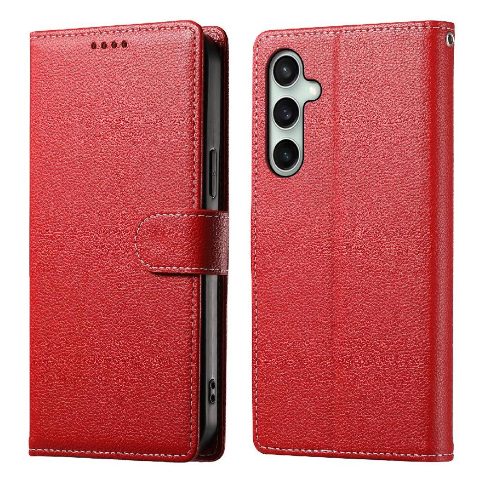 (Red) Case For Samsung Galaxy S25 Fe Card Slots Shockproof Daily Use Magnetic Closure Red 764563165766