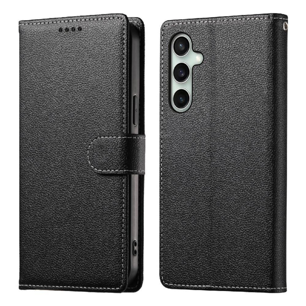 (Black) Case For Samsung Galaxy S25 Fe Card Slots Shockproof Daily Use Magnetic Closure Black 764563165742