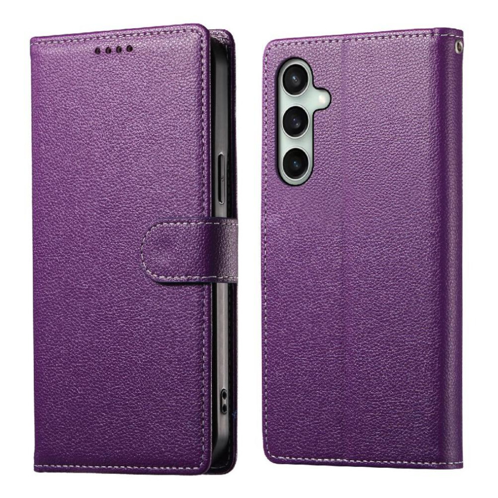 (Purple) Case For Samsung Galaxy S25 Fe Card Slots Shockproof Daily Use Magnetic Closure Purple 764563165728