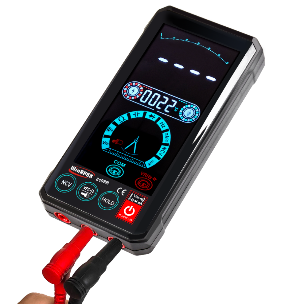 (Et819de) 4.4-Inch Touch Screen Smart True Rms Digital Multimeter Automatic Measurement With Vfc Fuctiuon Current Voltage Test 6000 Counts Dispaly 8727971254028