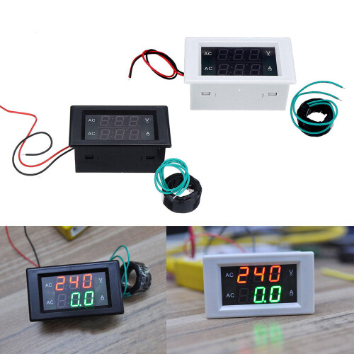 (Black) AC Three-phase 500V 100A LED Dual Display AC Voltmeter Current Meter Digital Display 2