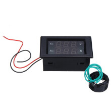 (Black) AC Three-phase 500V 100A LED Dual Display AC Voltmeter Current Meter Digital Display