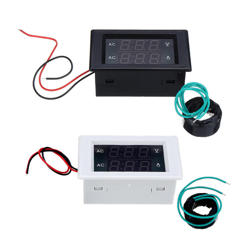 (Black) AC Three-phase 500V 100A LED Dual Display AC Voltmeter Current Meter Digital Display 1