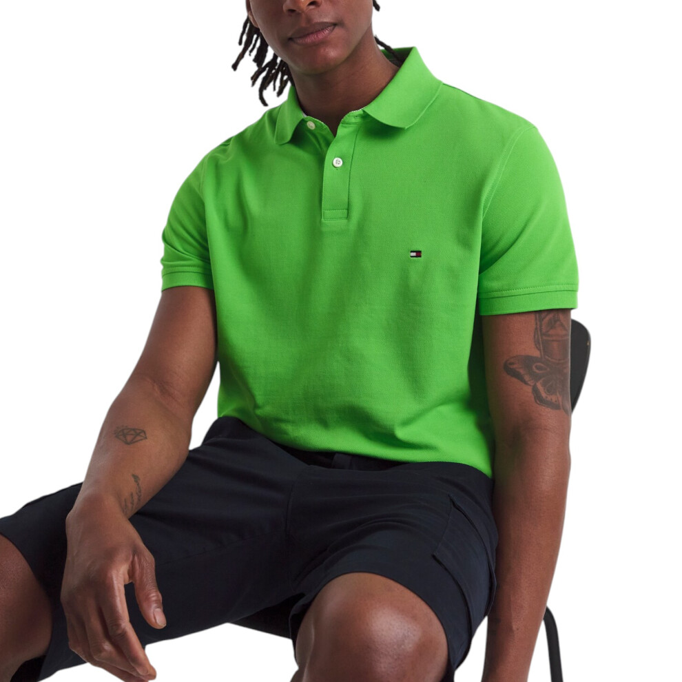 Tommy Hilfiger (Lime Green, Xs) Mens Polo Shirts1985 Regular Fit Casual Polo Cotton Golf T Shirts