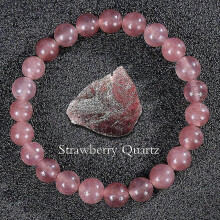 (Strawberry Quartz) Hot Apatite Sunstone Elastic Rope Bracelet Natural Stone Agate Crystal Beaded Bracelet