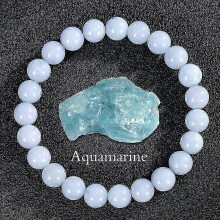 (Aquamarine) Hot Apatite Sunstone Elastic Rope Bracelet Natural Stone Agate Crystal Beaded Bracelet