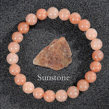 (Sun Stone) Hot Apatite Sunstone Elastic Rope Bracelet Natural Stone Agate Crystal Beaded Bracelet