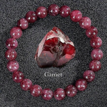 (Garnet) Hot Apatite Sunstone Elastic Rope Bracelet Natural Stone Agate Crystal Beaded Bracelet
