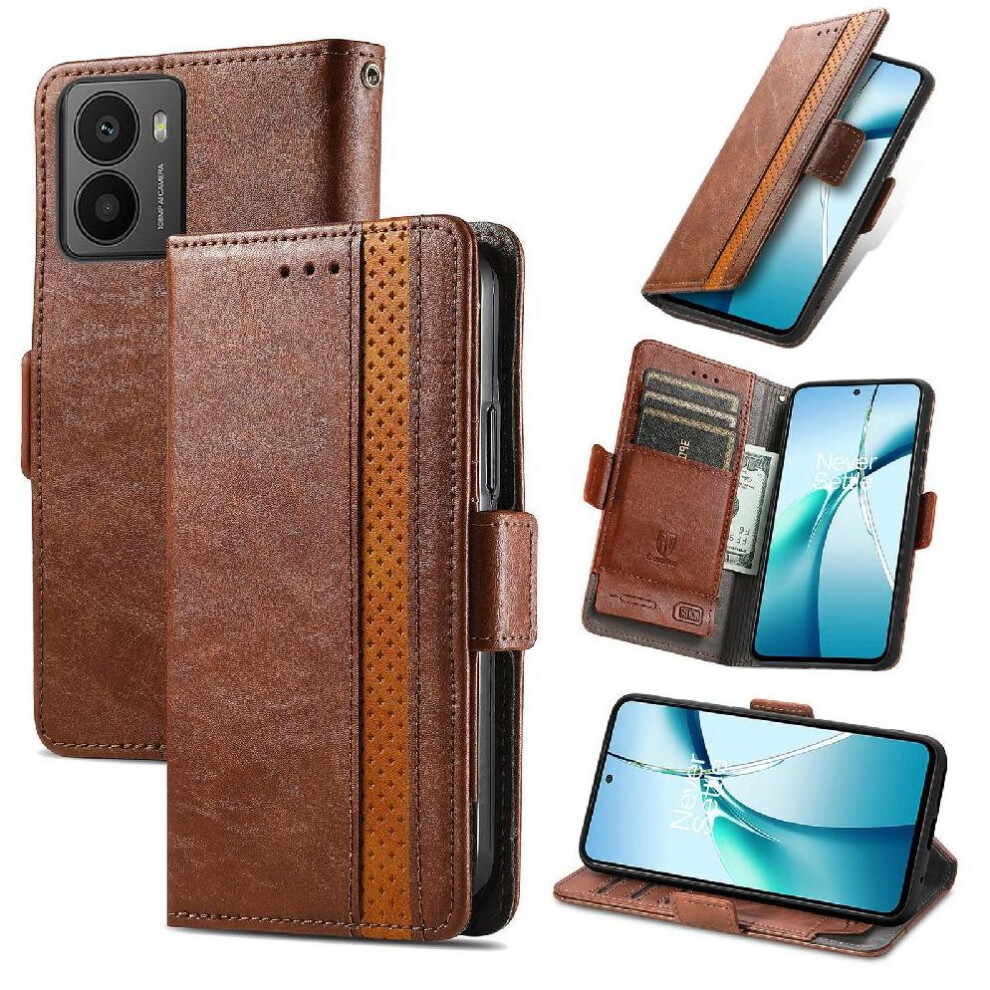 (Brown) Case For Hmd Fusion Multi-Color Multi-Card Slot Business Splicing Wallet Brown 764563166343