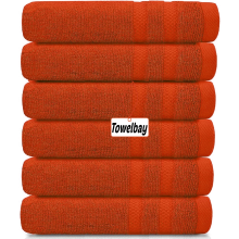 6 X Large Jumbo Bath Sheets 100% Egyptian Cotton Luxury Soft Big Bathroom Towels (Orange)