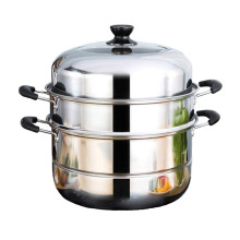 304 Stainless Soup Pot And Steamer, 28 cm, 3-Ply Thickened, Gas/Induction, Serves 3-15