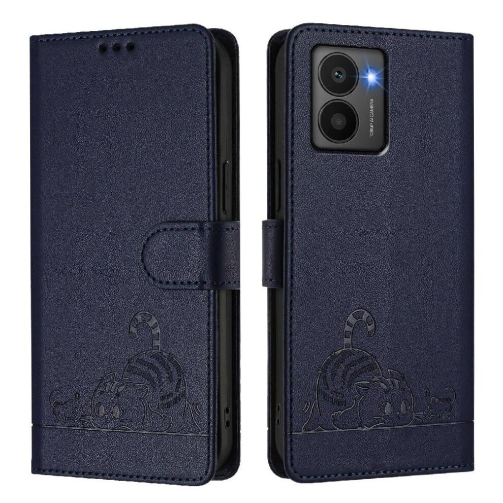(Blue) Case For Nokia Hmd Fuison Cat Rfid Wallet Flip Cover Card Slot Holder Kickstand Blue 764563166862
