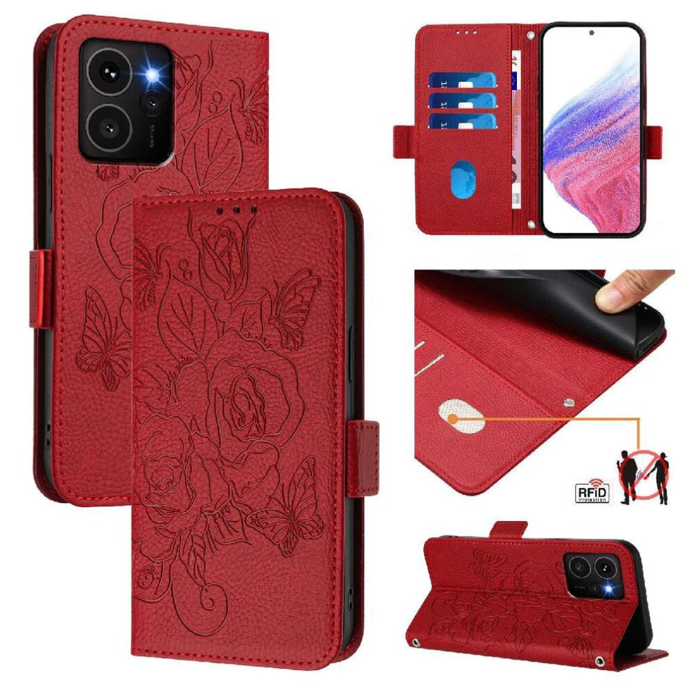 (Red) Case For Nokia Hmd Skyline Magnetic Wallet Pu Leather With Credit Card Slot Red 764563166879