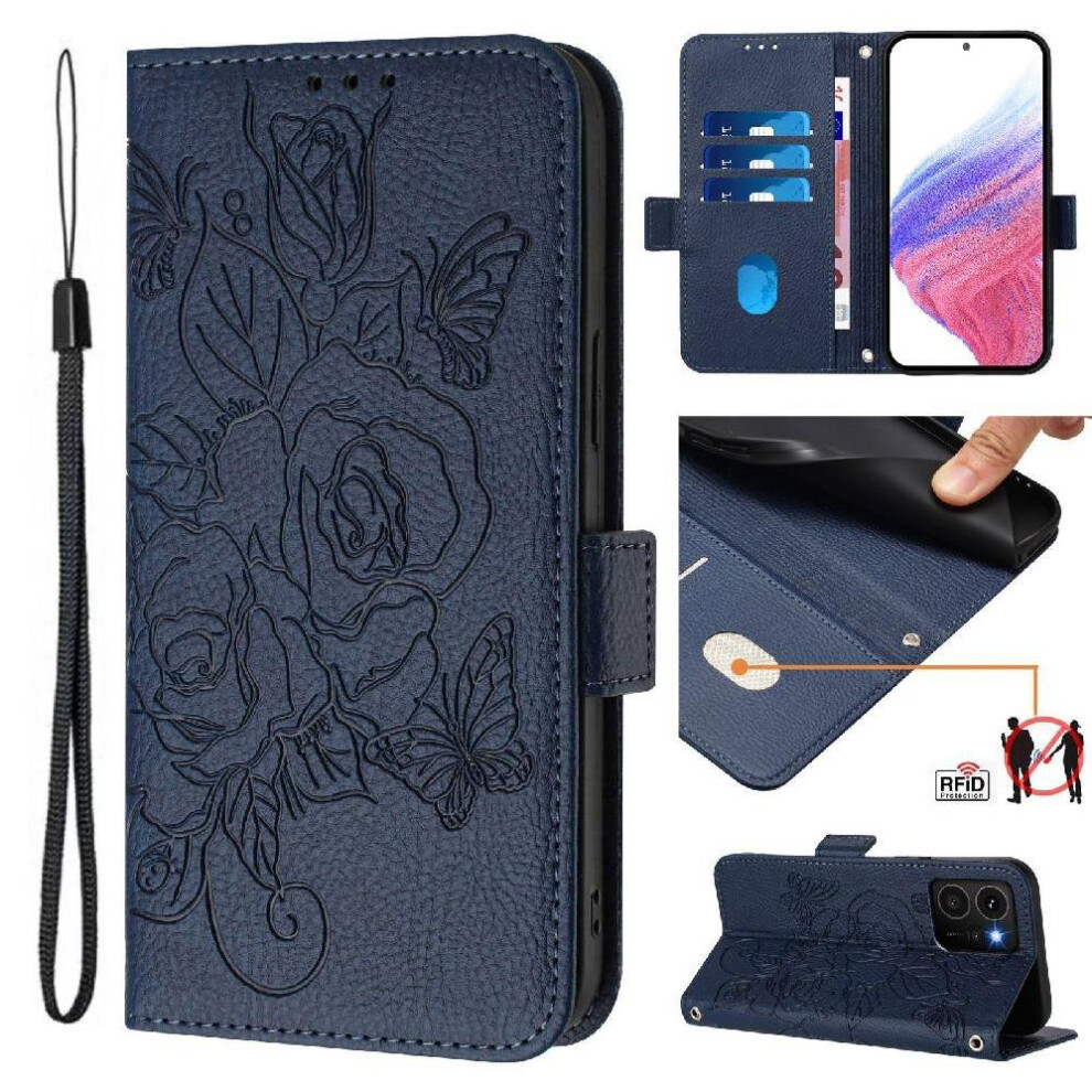(Dark ) Case For Nokia Hmd Skyline Magnetic Wallet Pu Leather With Credit Card Slot Blue 764563166909