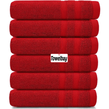 6 X Large Jumbo Bath Sheets 100% Egyptian Cotton Luxury Soft Big Bathroom Towels (Red)