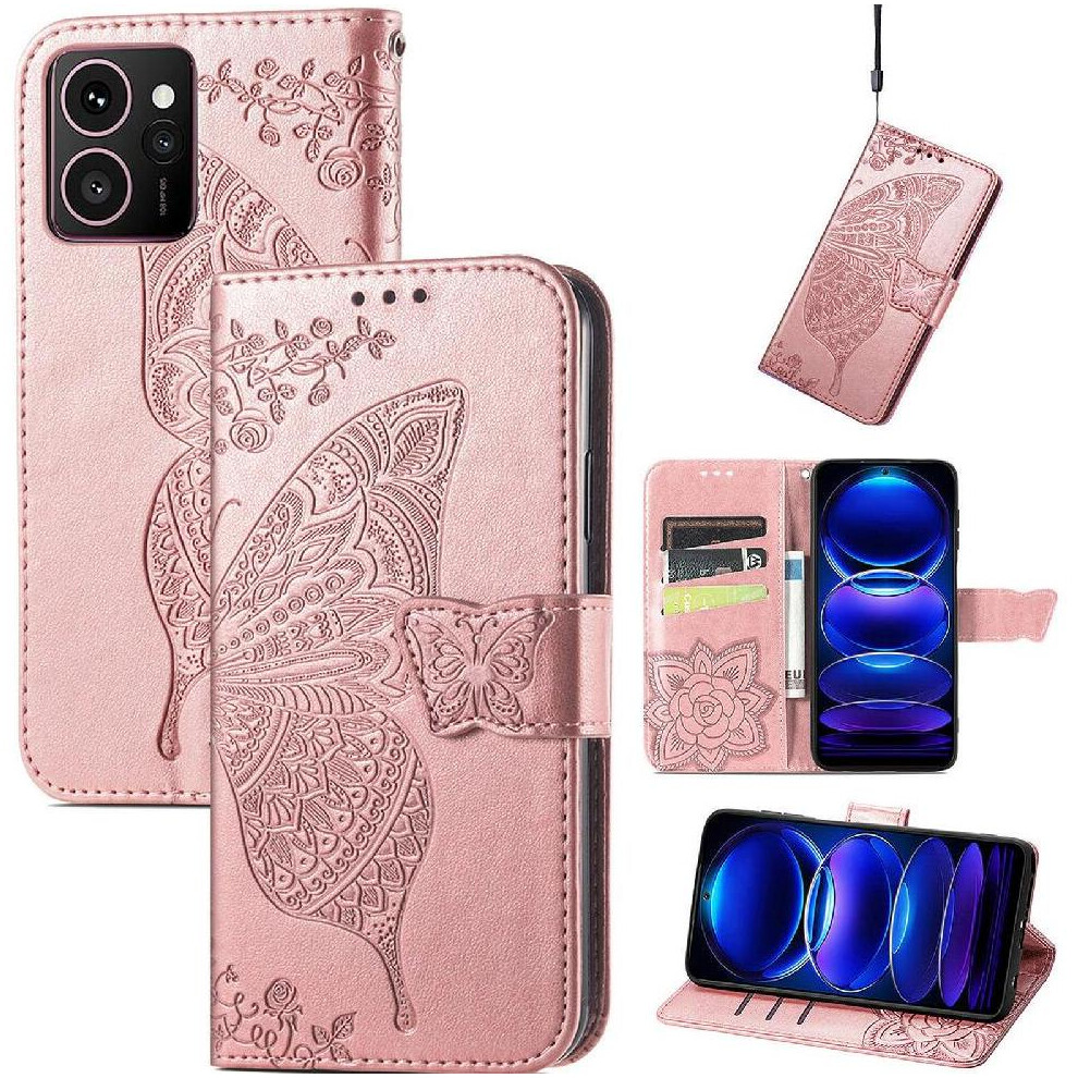 (Rose ) Flip Case For Hmd Skyline Business Multi-Color Butterfly Wing Wallet Gold 764563167708