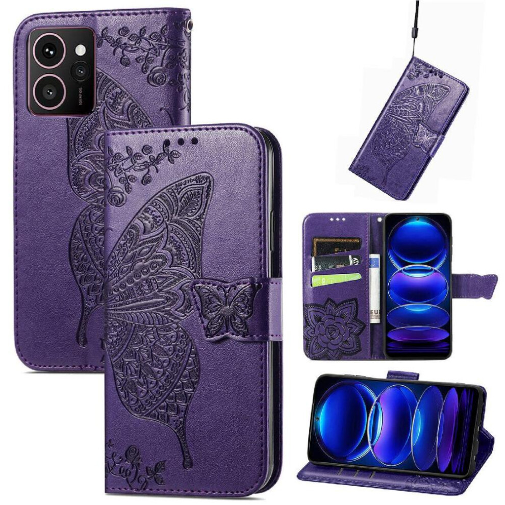 ( Violet) Flip Case For Hmd Skyline Business Multi-Color Butterfly Wing Wallet Dark 764563167654