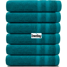 6 X Large Jumbo Bath Sheets 100% Egyptian Cotton Luxury Soft Big Bathroom Towels (Blue Lagoon)