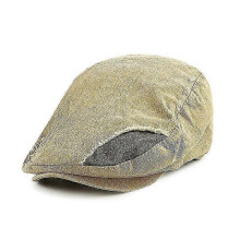 (Adult 58Cm, Dark Beige) Parent-Child Stitching British Men And Women Beret Worn Looking Washed-Out Peaked Cap Retro Artistic Bay Hat