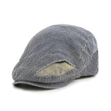 (Adult 58Cm, Denim Blue) Parent-Child Stitching British Men And Women Beret Worn Looking Washed-Out Peaked Cap Retro Artistic Bay Hat