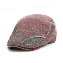 (Adult 58Cm, Wine Red) Parent-Child Stitching British Men And Women Beret Worn Looking Washed-Out Peaked Cap Retro Artistic Bay Hat