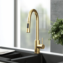Nes Home Brushed Brass Modern Pull Out Kitchen Mixer Tap