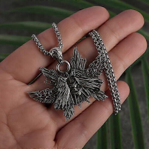 Halloween Egyptian Maya Stone Statue Eight Wings Pendant Necklace 2