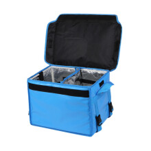Insulated Food Delivery Bag 30L Capacity Thickened Adjustable Shoulder Strap And Divider Blue For Restaurant Takeaway