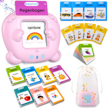 Talking Flash Cards Standard German 255 Sheets 510 Words Pink Music Mode Interactive Toy For Toddlers 2-4 Years Old