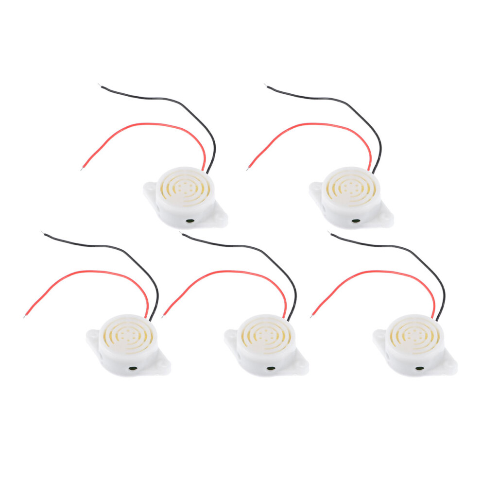 5 Pcs -24V 90Db Small Enclosed Electronic Alarm With Wires (White) 3032133266906