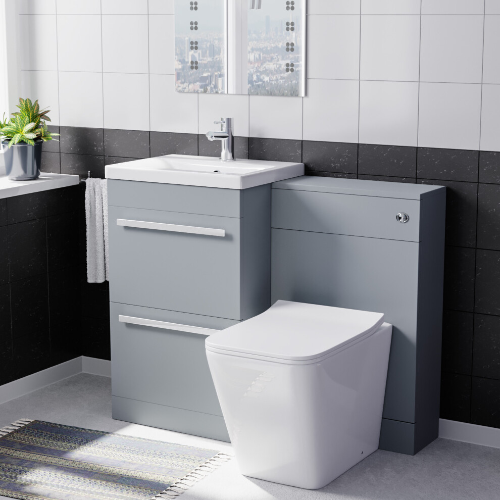 Nes Home Nanuya 1000Mm Basin Vanity Cabinet & Wc With Square Rimless Toilet