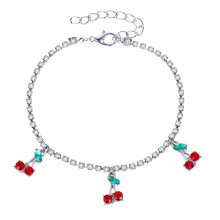 3 Pcs Bracelet for Women Rhinestone Cherry Anklet Decorative
