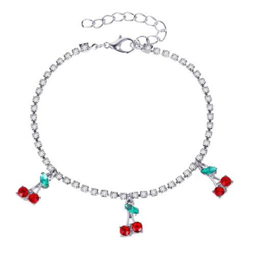3 Pcs Bracelet for Women Rhinestone Cherry Anklet Decorative