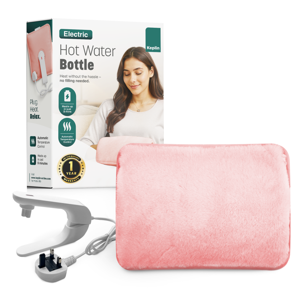 Keplin Pink Rechargeable Electric Hot Water Bottle Soft & Cosy Bed, Hand & Body Warmer Fast Heating, Auto-Shut Off Function, Over Heat Protection,
