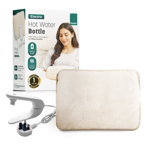 KEPLIN Rechargeable Electric Hot Water Bottle, Cream