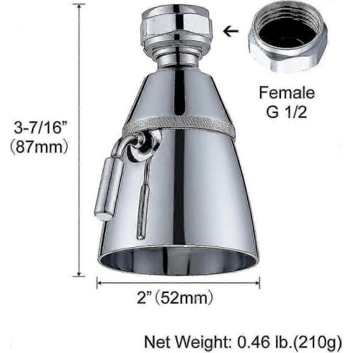 High Flow Shower Head, Angle Simple Solid Brass with Swivel Joint High Pressure Shower Head 1