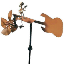 Garden Rock Band Windmill, Handmade Metal Rock Band Windmill, Percussionist Music Figurines And Statues