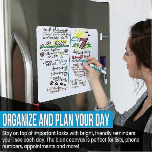 17"x12" Magnetic Whiteboard for Fridge with Stain-resistant Technology, Refrigerator Magnet Board Planner In Flat Package 1