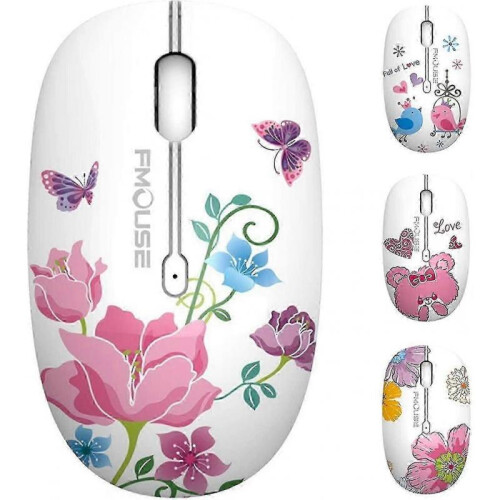 M101 Wireless Mouse Cute Silent Computer Mouse with Usb Receiver, 2.4g 1600dpi Wireless Optical Travel Mouse Compatible with Laptop, Notebook, Pc, Com