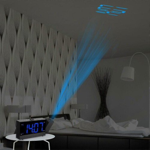 (black) Multifunctional USB Radio LED Projection Alarm Clock 1
