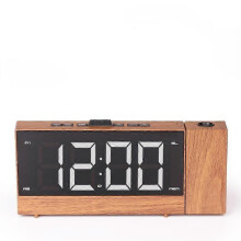 (Brown) Multifunctional USB Radio LED Projection Alarm Clock