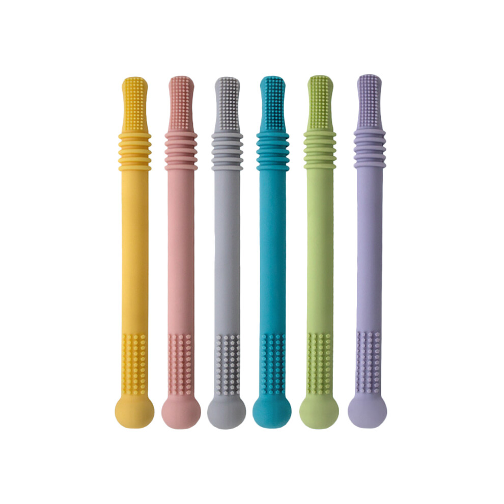 6 Stuks Bijtringen Voor Pasgeborenen, Siliconen Rietjes, Bijtring Voor Baby's En Molaire Speeltjes-image